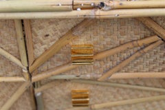 Great Italian Sideboard 1970s Rattan Bamboo Brass Handles Drawers Small Doors