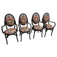 Chairs with Bamboo Armrests and Colorful Fabric by Vivai del Sud, 1970