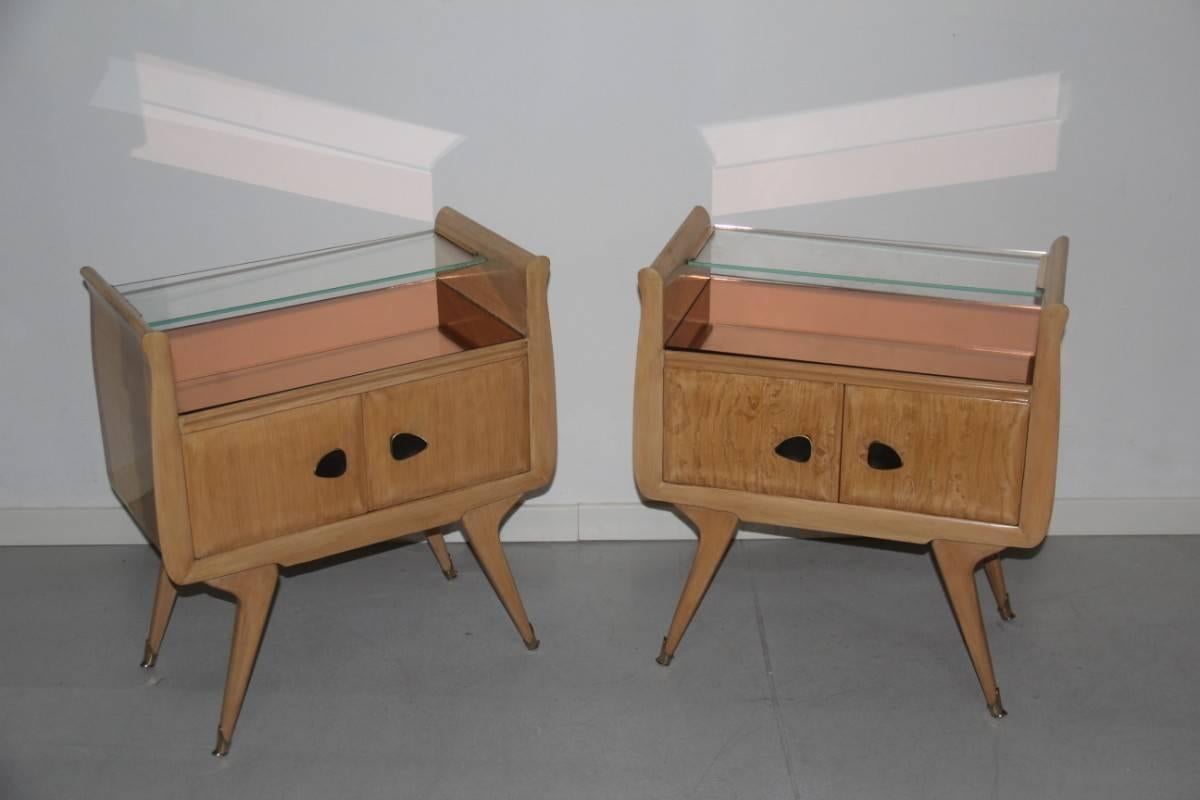 Mid-20th Century Italian Mid-Century Nightstands, 1950 Maple For Sale