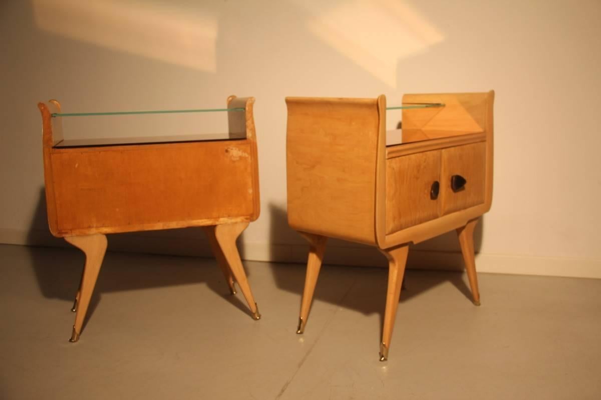 Mid-Century Modern Italian Mid-Century Nightstands, 1950 Maple For Sale