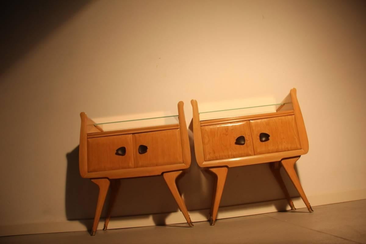 Italian Mid-Century Nightstands, 1950 Maple In Good Condition For Sale In Palermo, Sicily