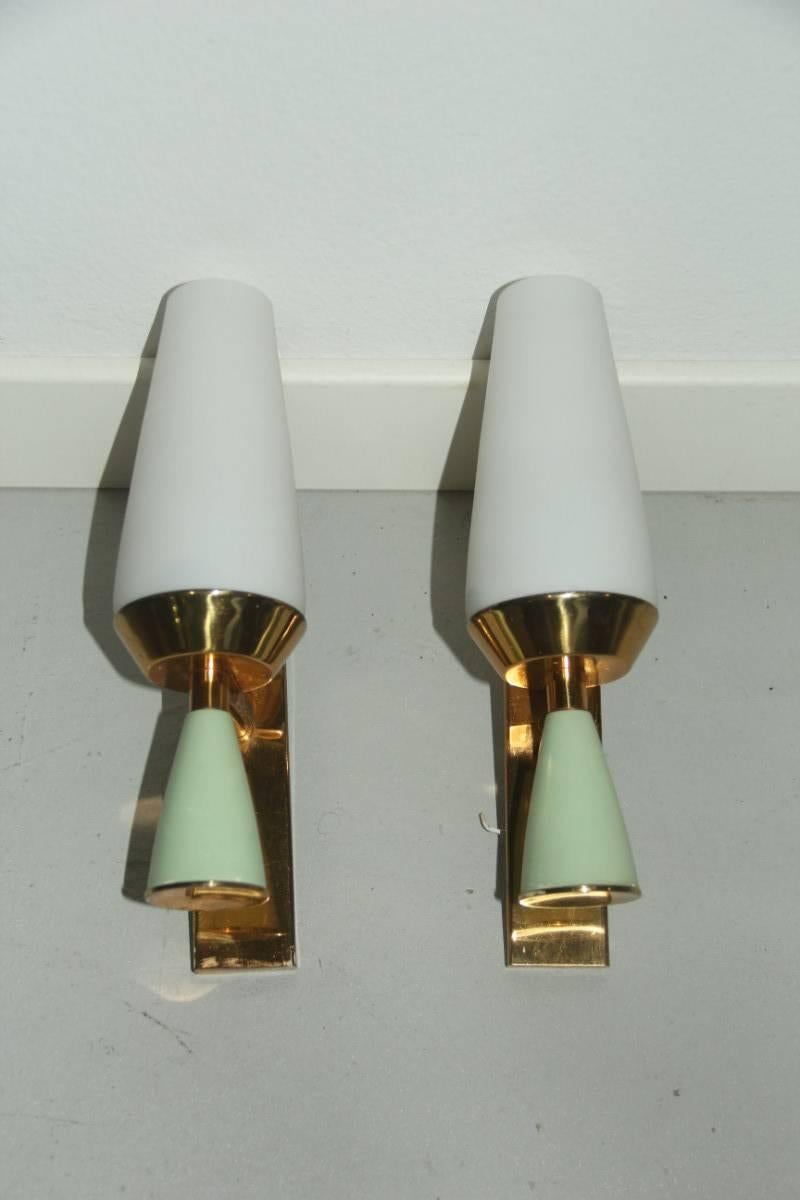 Pair of Italia Mid-Century wall sconces, 1960s.