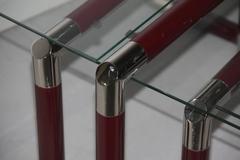 Triptych Nesting Tables 1960 Italian Design Lacquered Metal Chrome