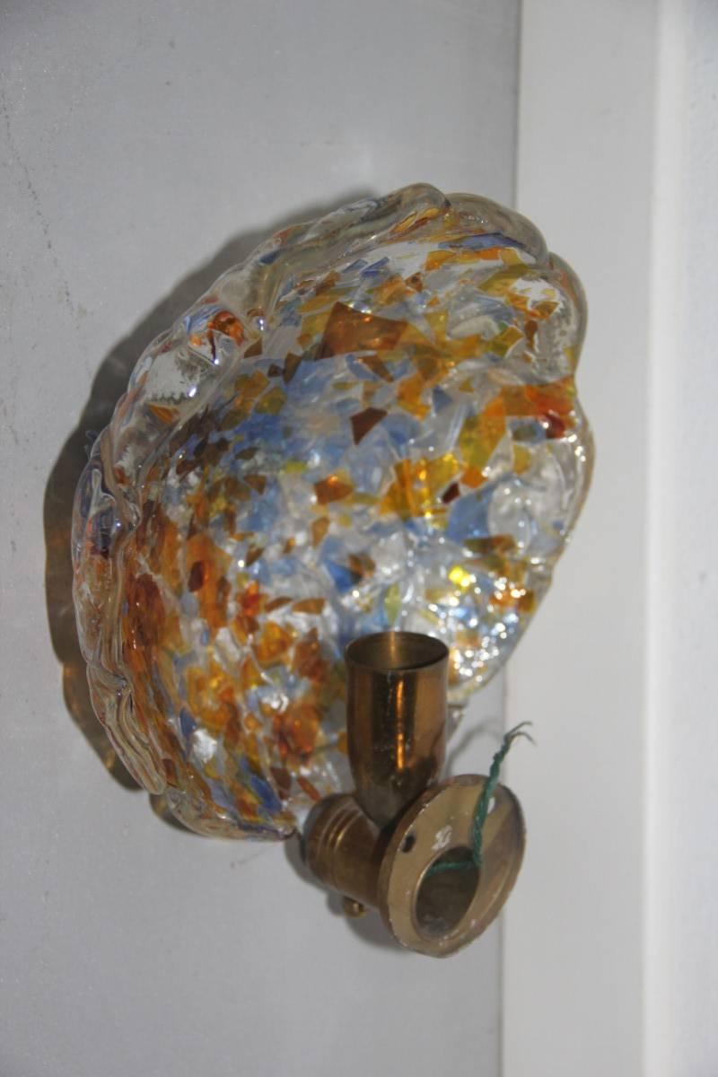 Wall Sconce Murano Art Glass, 1950s, Multicolor Brass  In Good Condition For Sale In Palermo, Sicily