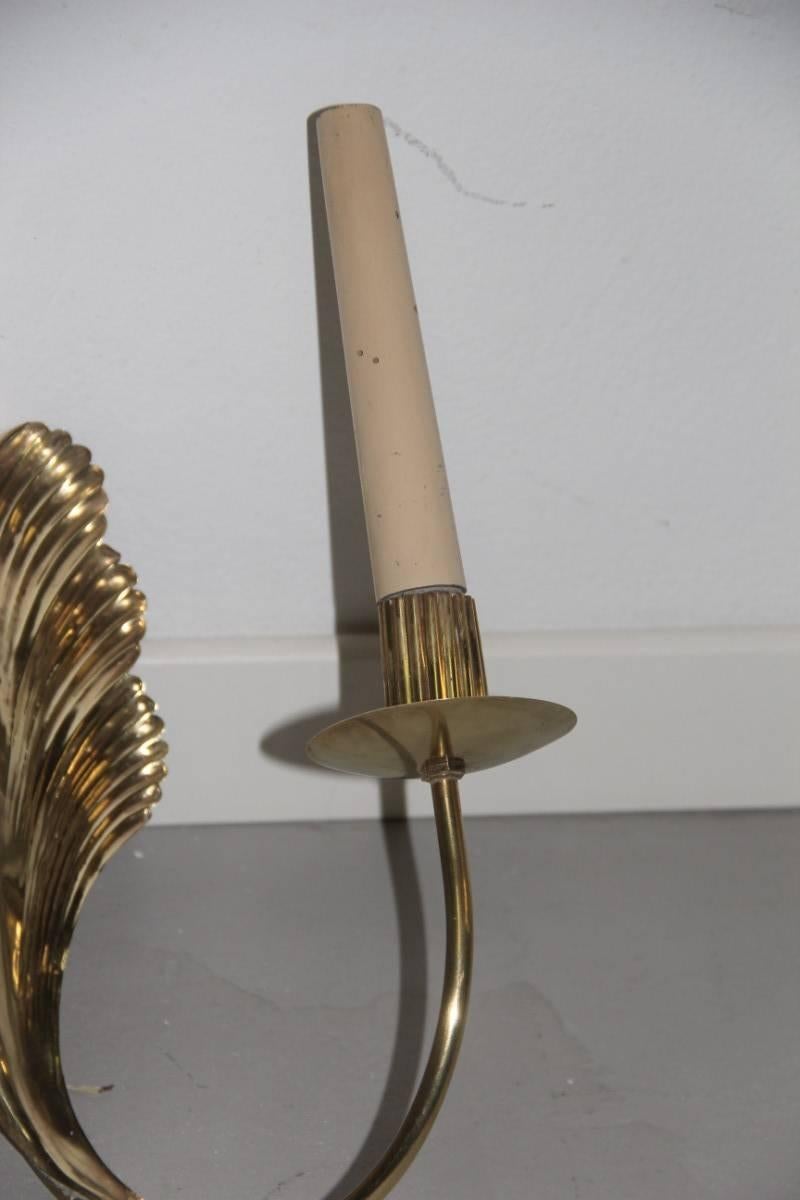 Mid-Century Modern Original Brass Sculpture Wall Sconces Mid-Century Italian Design For Sale