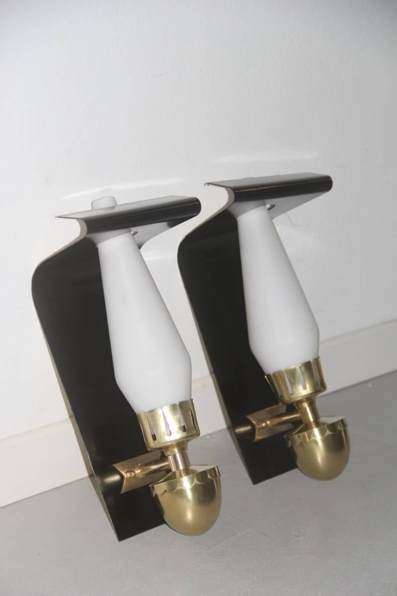 Metal Pair of Mid-Century Italian Wall Sconces, 1950s For Sale