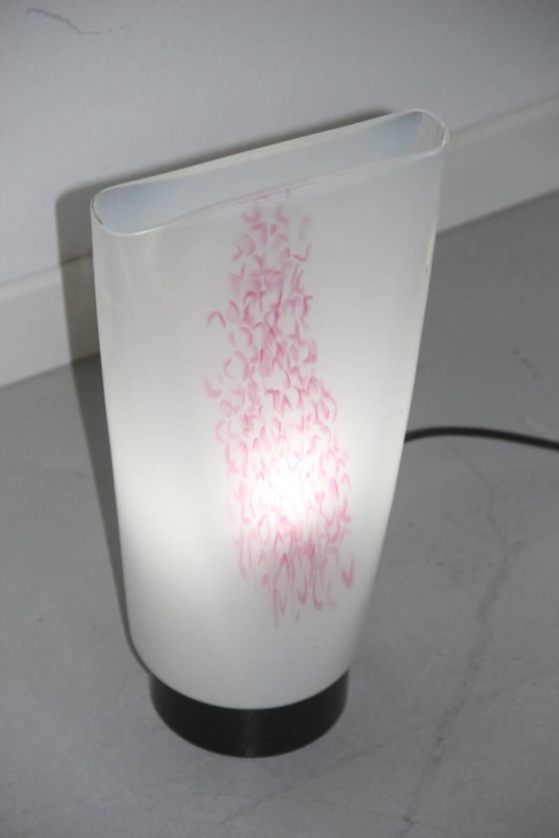 Late 20th Century VeArt Murano Glass Italian Design Murano Art, 1970s Table Lamp pink White Color For Sale