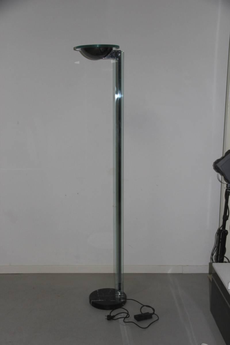 Italian Floor Lamp Metal Glass Marble 1980 For Sale 5