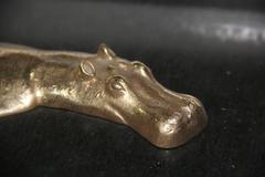 Hippo Sculpture in Polished Brass, 1970s
