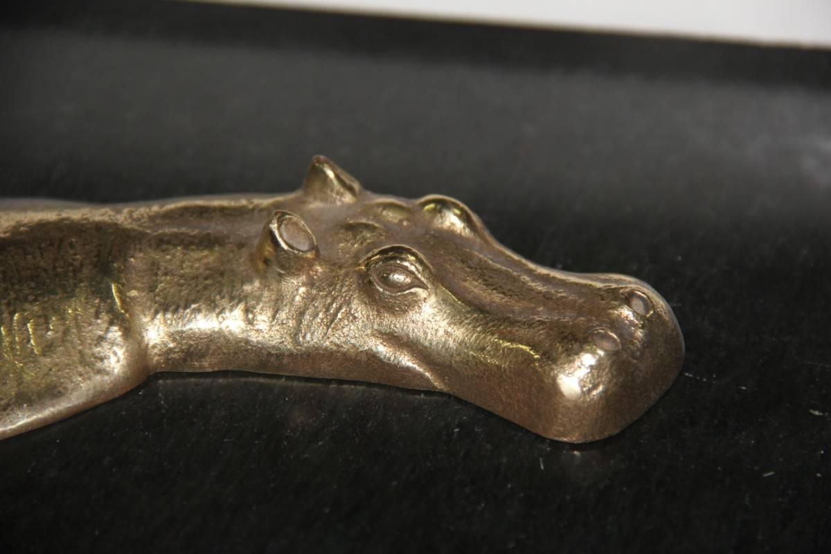 Late 20th Century Hippo Sculpture in Polished Brass, 1970s