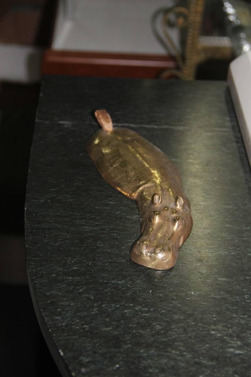 Hippo Sculpture in Polished Brass, 1970s 1