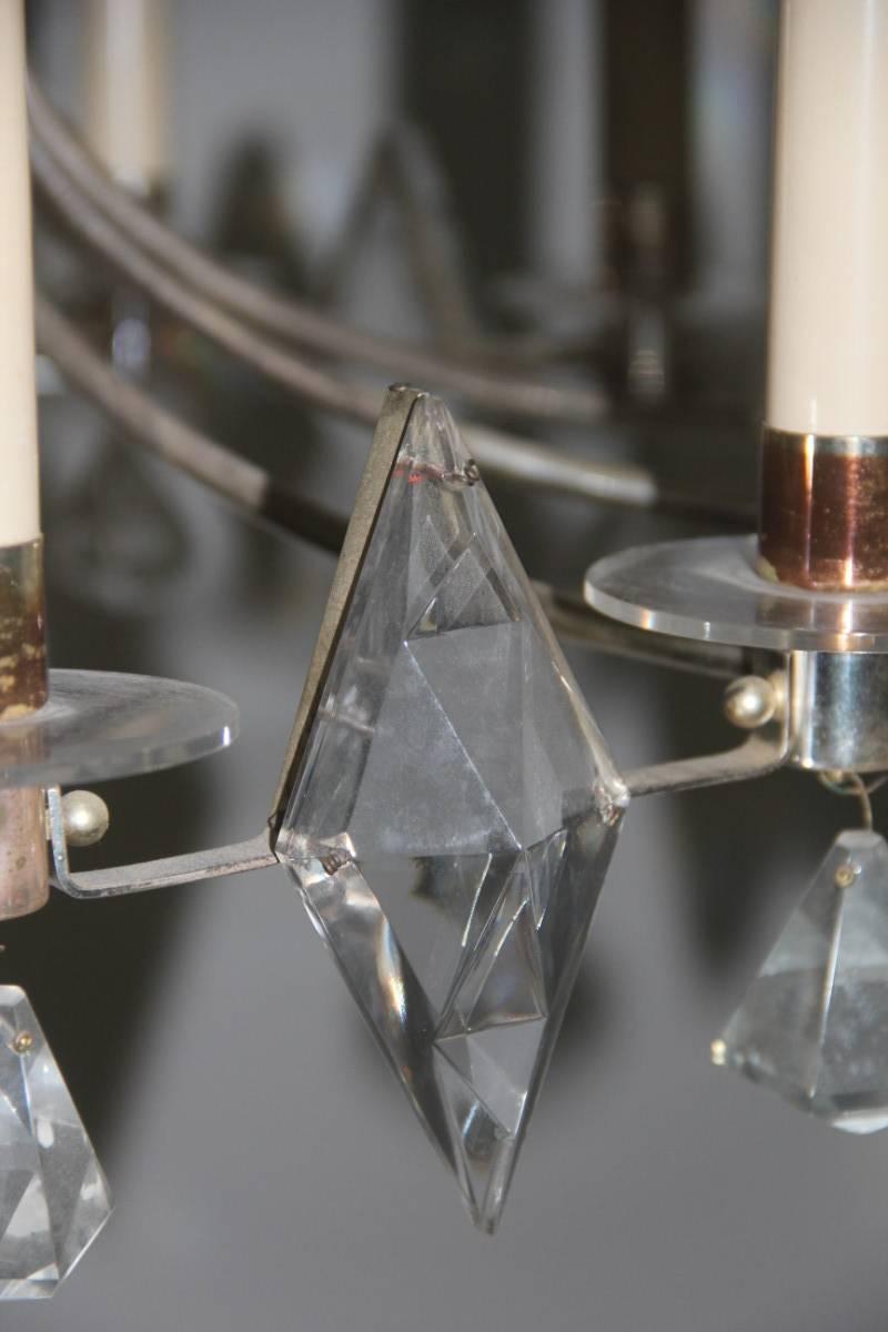 Chandelier Crown, Sciolari Crystal Metal Midcentury Italian Design 1960  For Sale 4