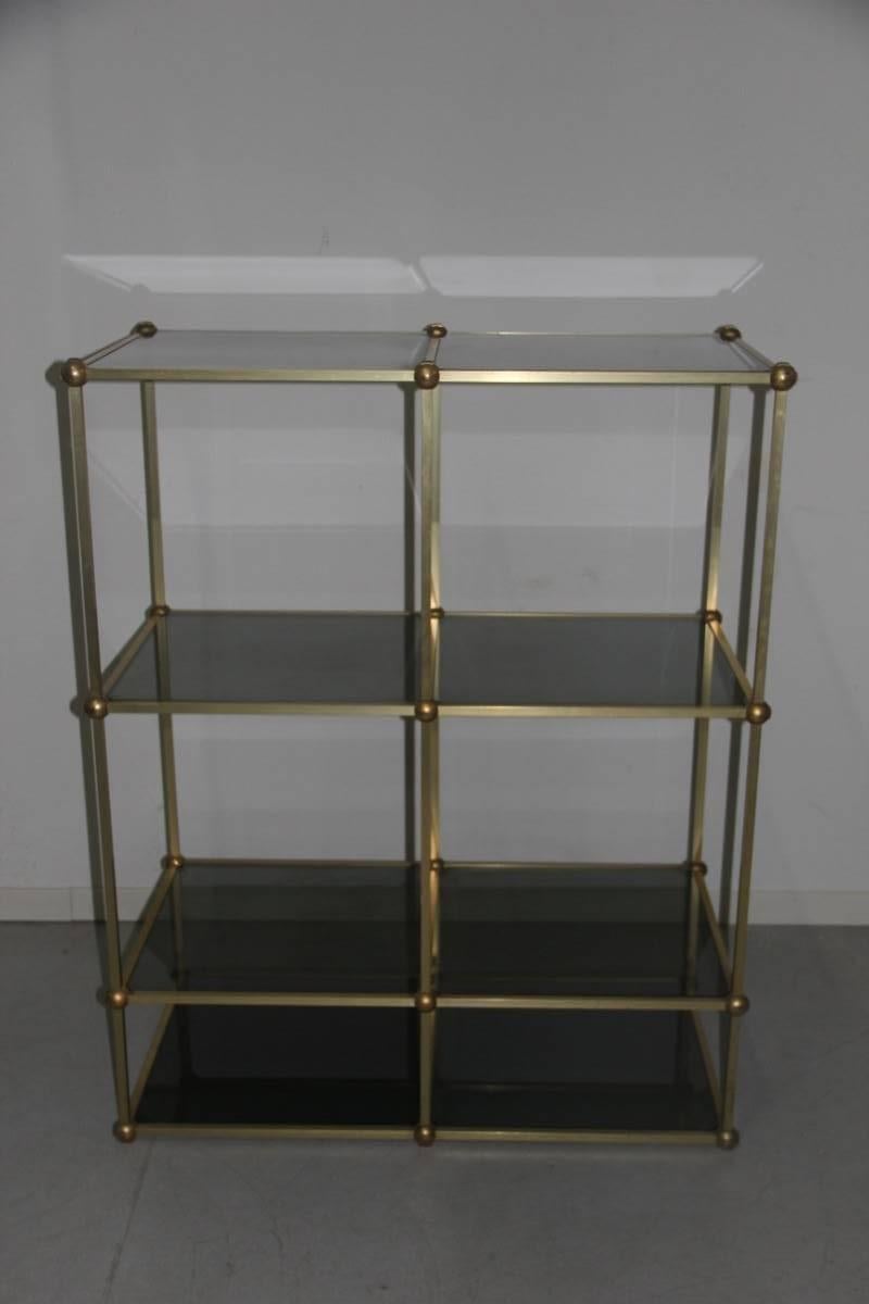 Etagère sculpture minimale design italien, 1970, aluminium doré, raffiné élégant et minimal.