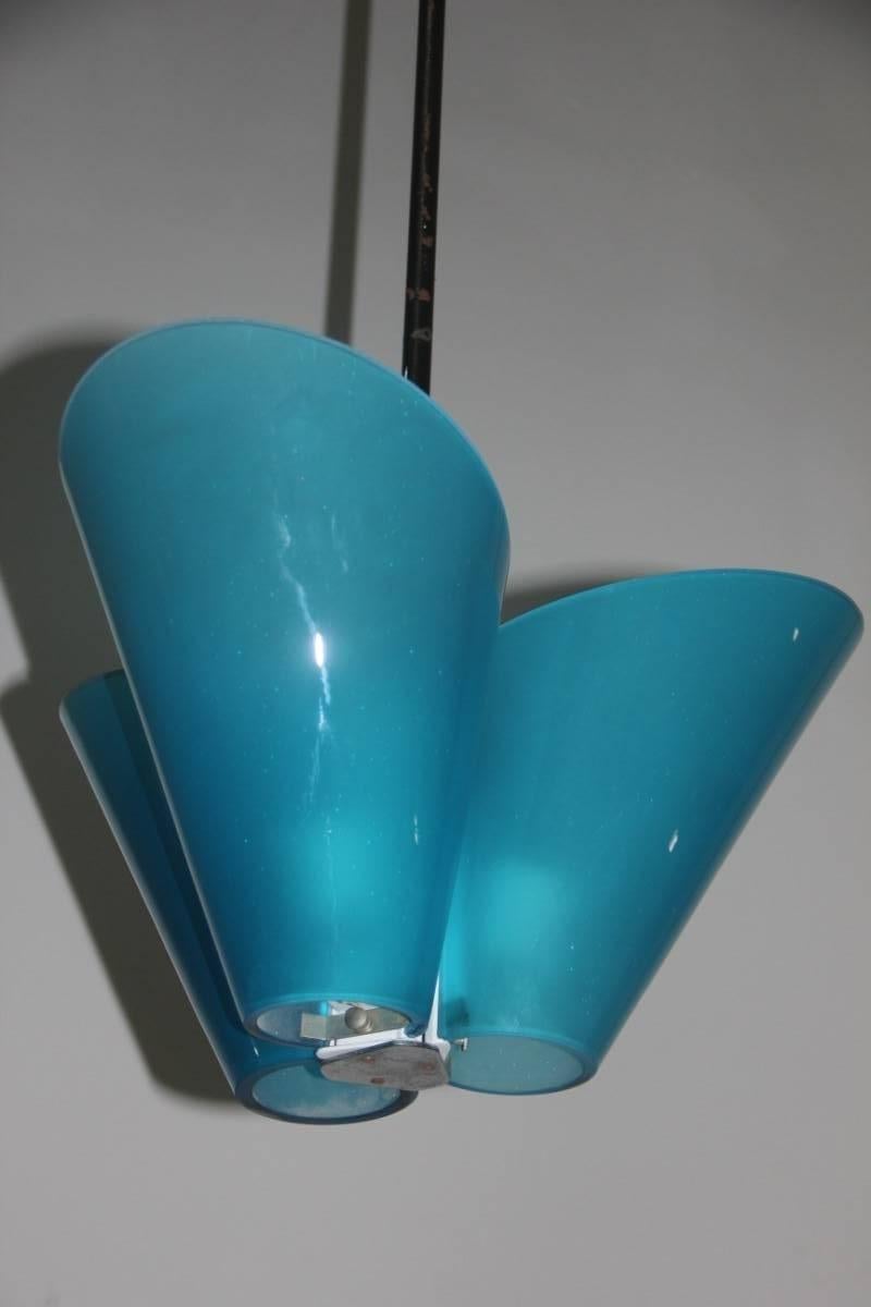 Italian Federico De Majo Curved Glass Chandelier Murano Art Glass For Sale
