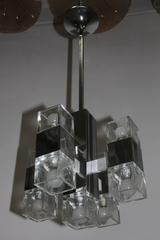 Sciolari Minimal Sculpture Chandelier 1970 Cube Design