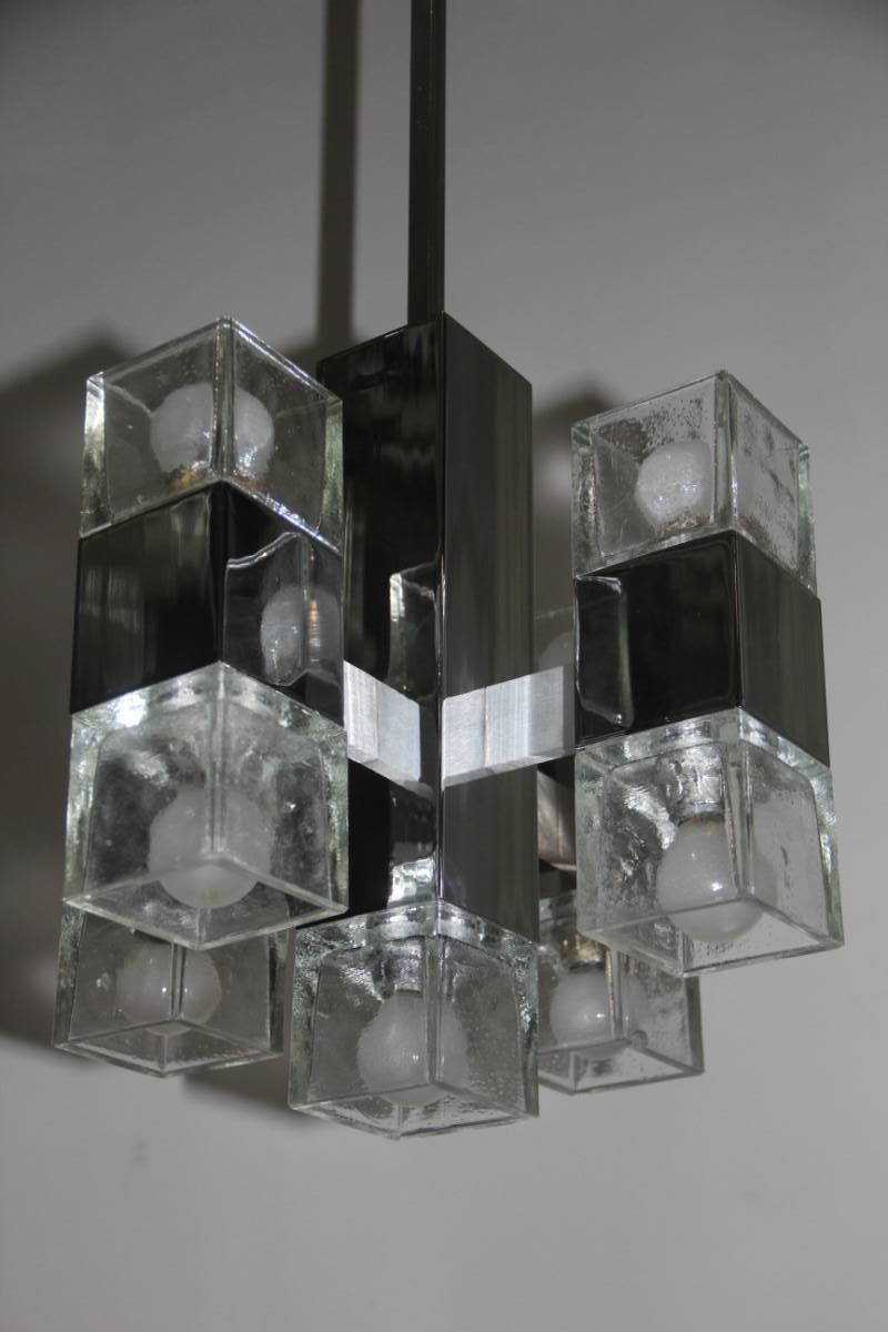 Late 20th Century Sciolari Minimal Sculpture Chandelier 1970 Cube Design For Sale