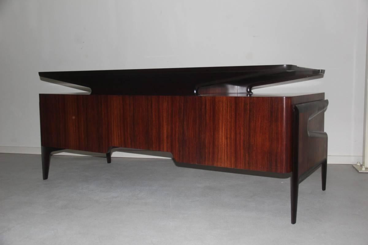 Rosewood Desk Refined Attributed Gio Ponti Mid-Century Modern design  5