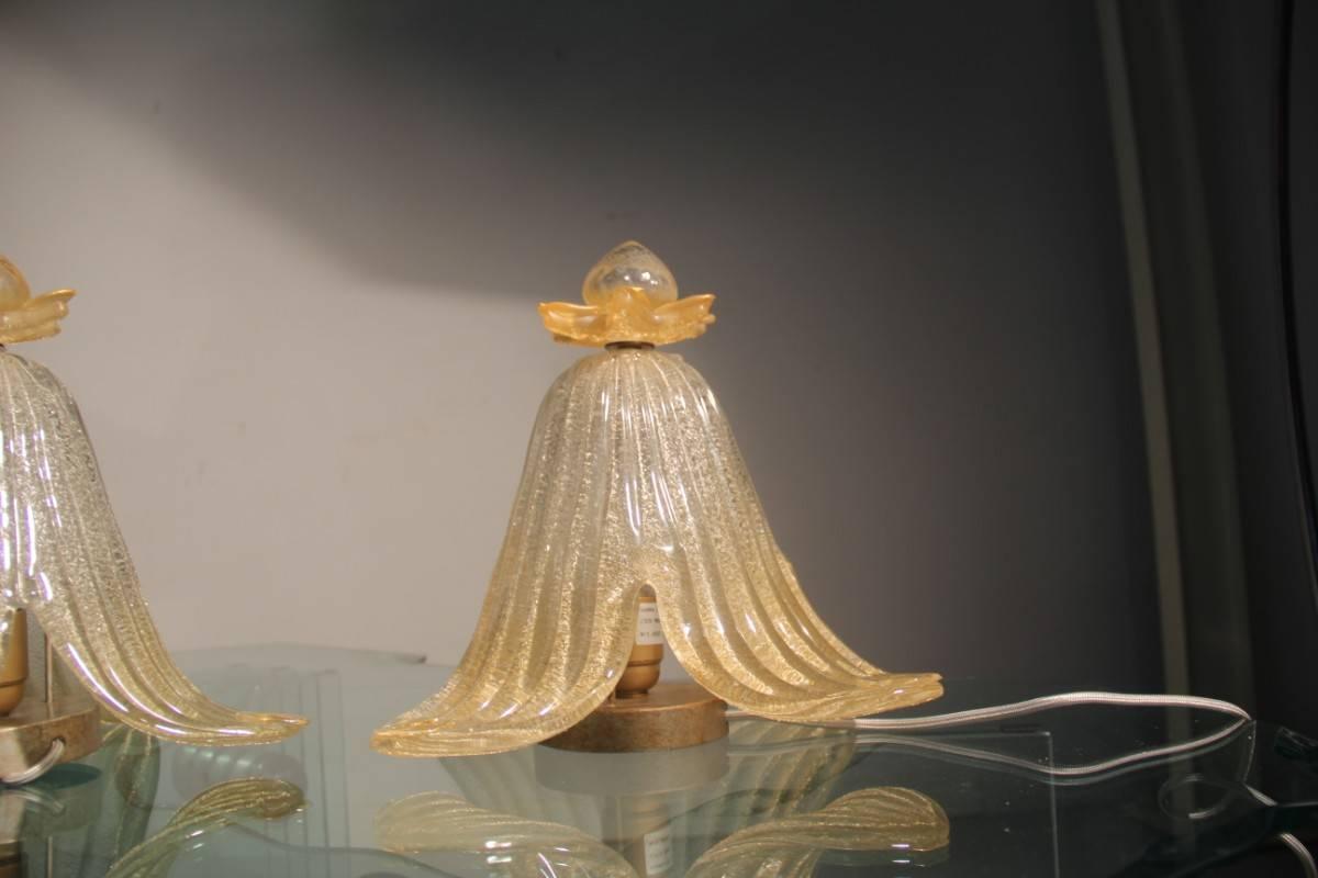 Murano Glass Murano Table Lamp Glass 1970s Gold Powder Italian Design  For Sale