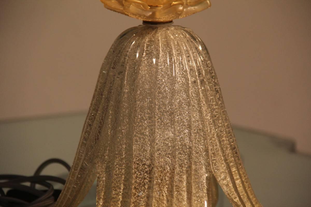Table lamp Murano art glass 1970s very chic, gold powder internally.