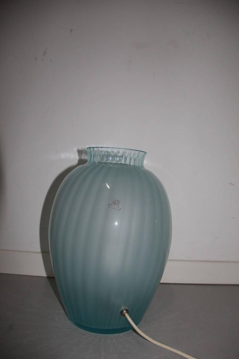 Particular lamp in the shape of vase Carlo Moretti Murano Art Glass 1970 , elegant and particular design, blue color.