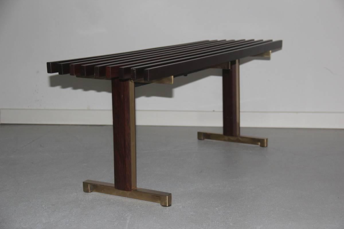 Mid-20th Century Minimal Coffee Table Mid-Century Modern  Design Brass Rosewood 