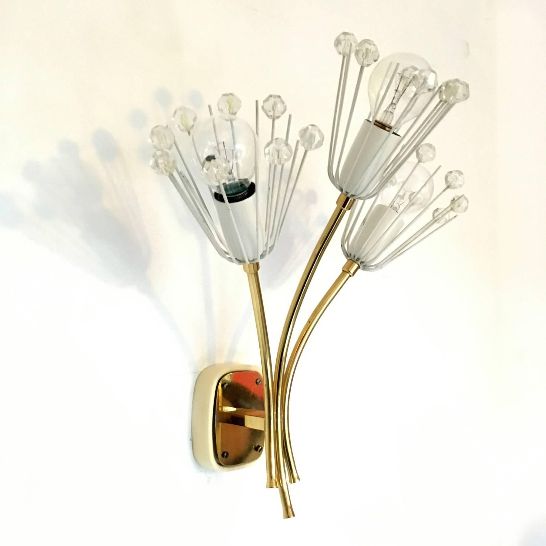 Austrian Pair of 'Snowflake' Wall Sconces by Emil Stejnar for Rupert Nikoll For Sale