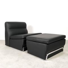 Leather Lounge Chair with Ottoman by Horst Brüning for Kill International