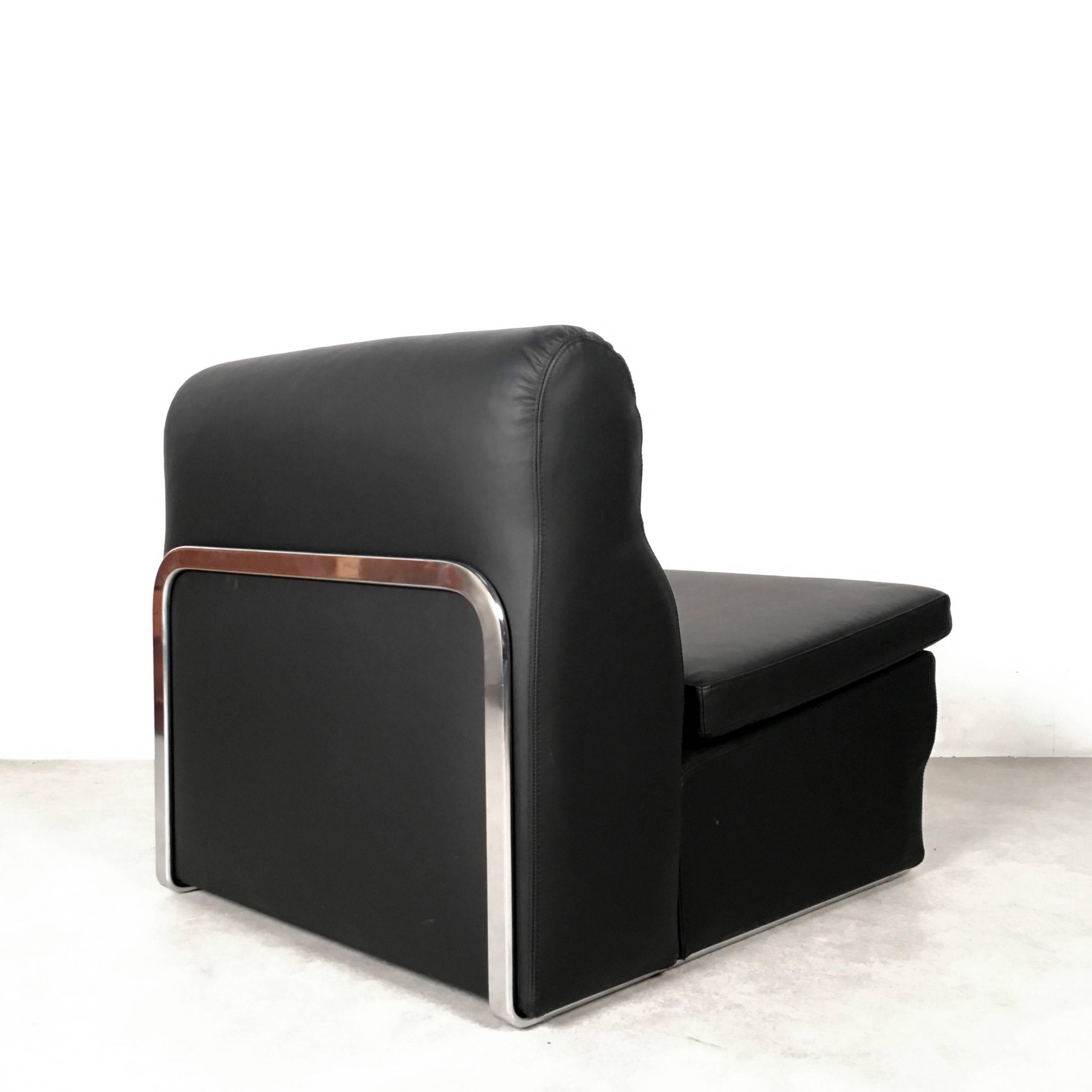 German Leather Lounge Chair with Ottoman by Horst Brüning for Kill International For Sale