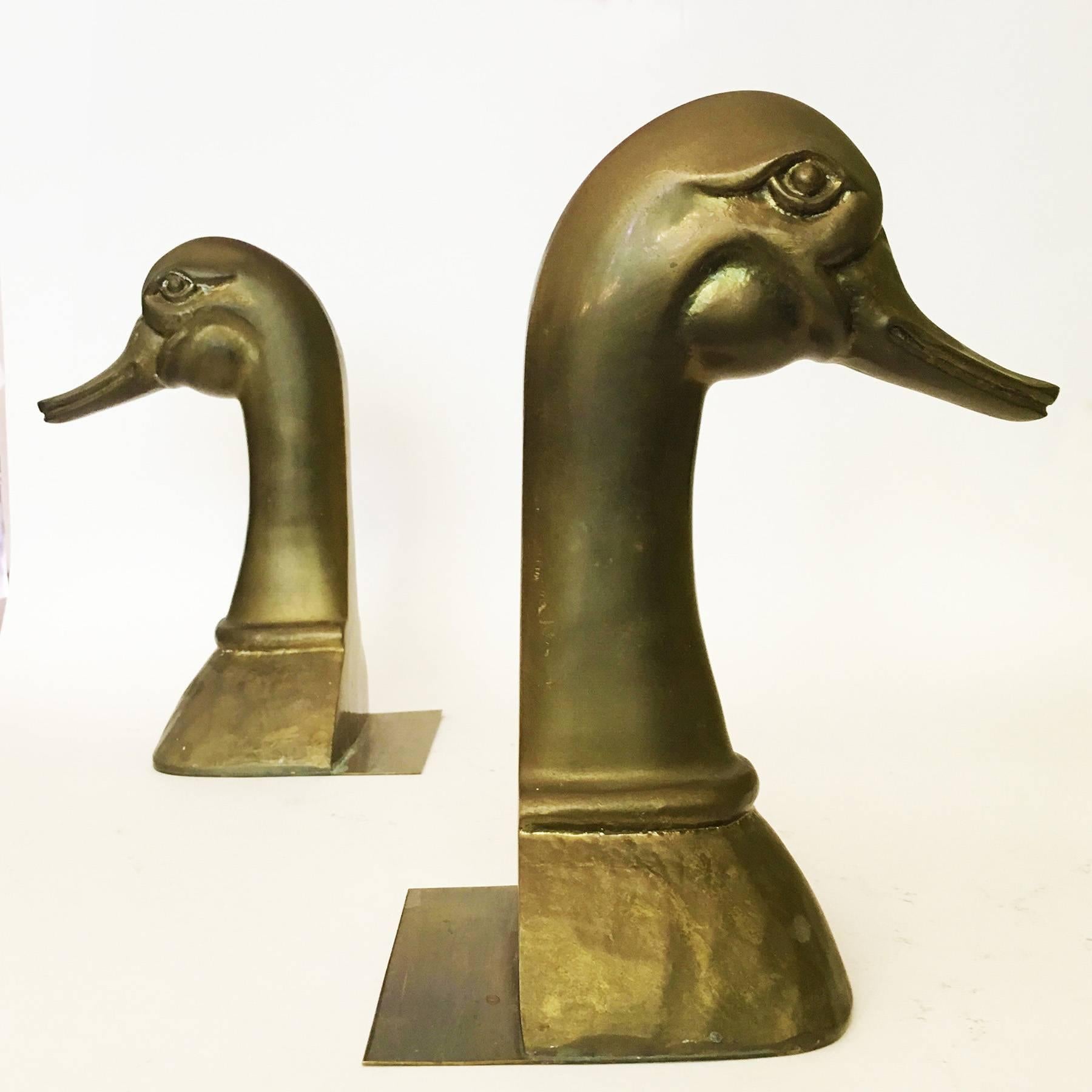 Two brass bookends from the 1970s. Both show a nice patina, but can easily polished, if you prefer.