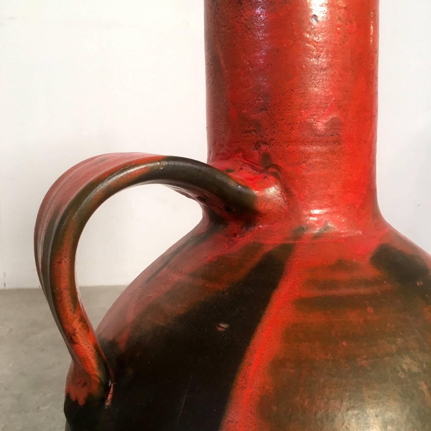 Glazed West German Studio Ceramics Floor Vase from the 1960s For Sale