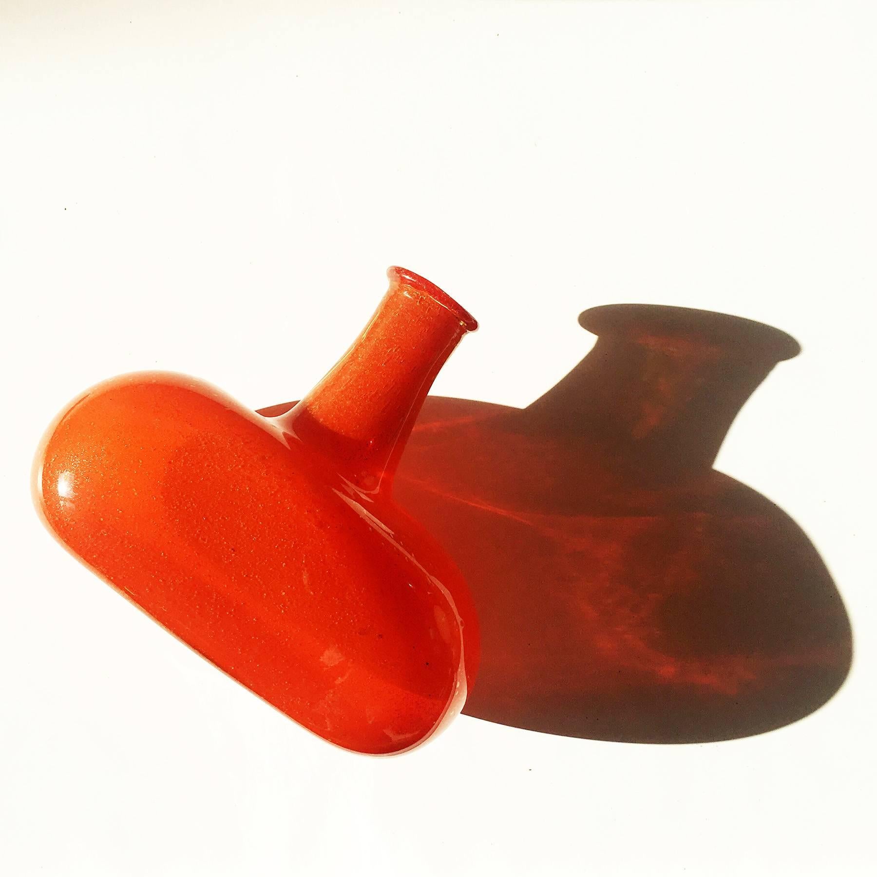 Mid-20th Century Big Bottle Shaped Studio Glass Vase from the 1960s For Sale