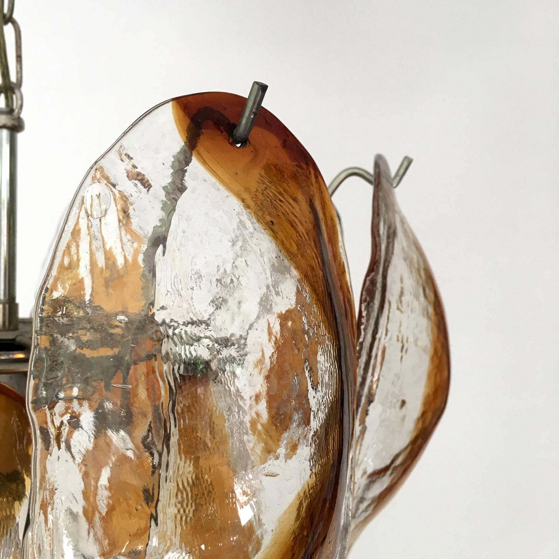 Mid-Century Modern Murano Glass Chandelier from the 1970s by Gino Vistosi