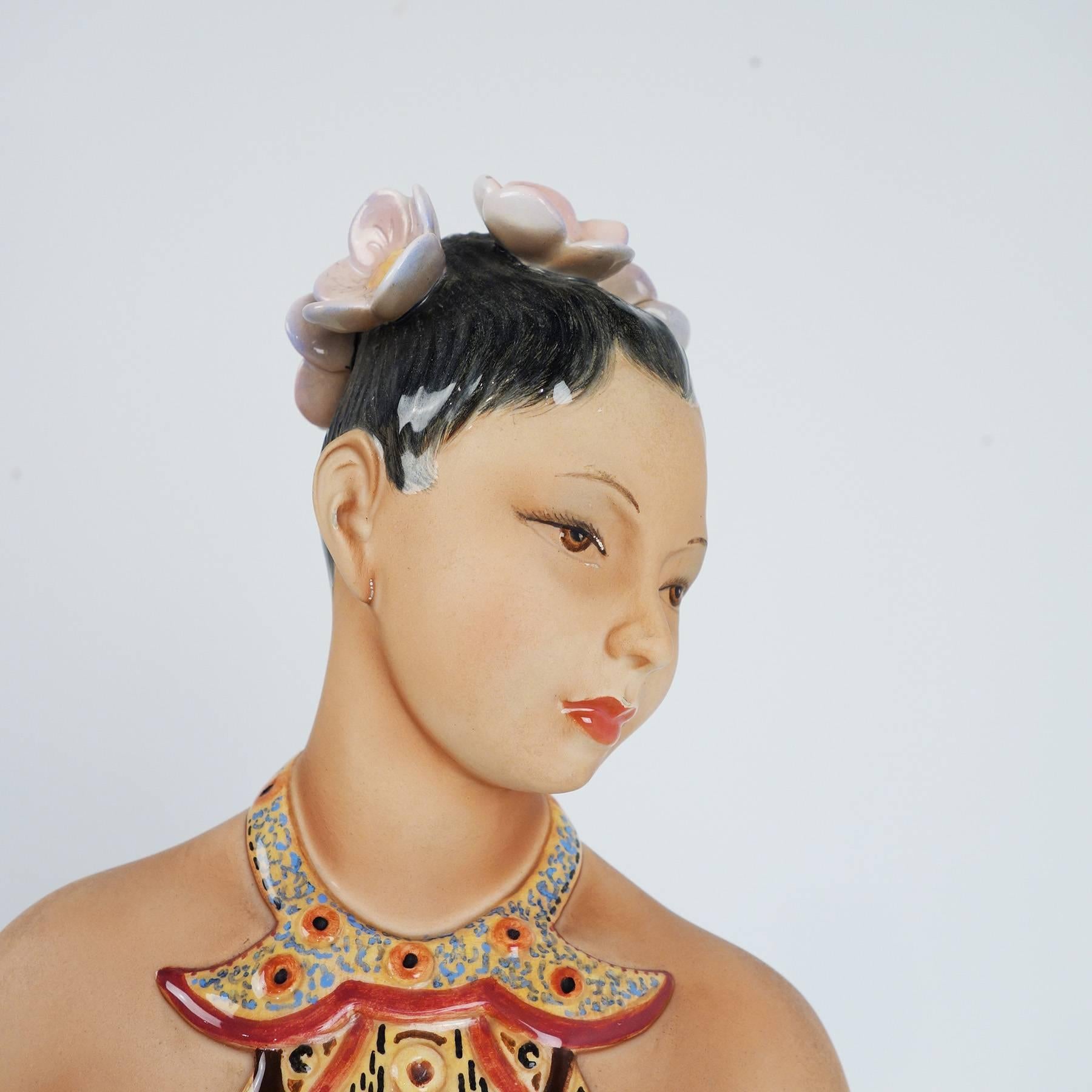 Hand-Painted 'Penida' Figurine from the 1940s by Le Bertetti For Sale