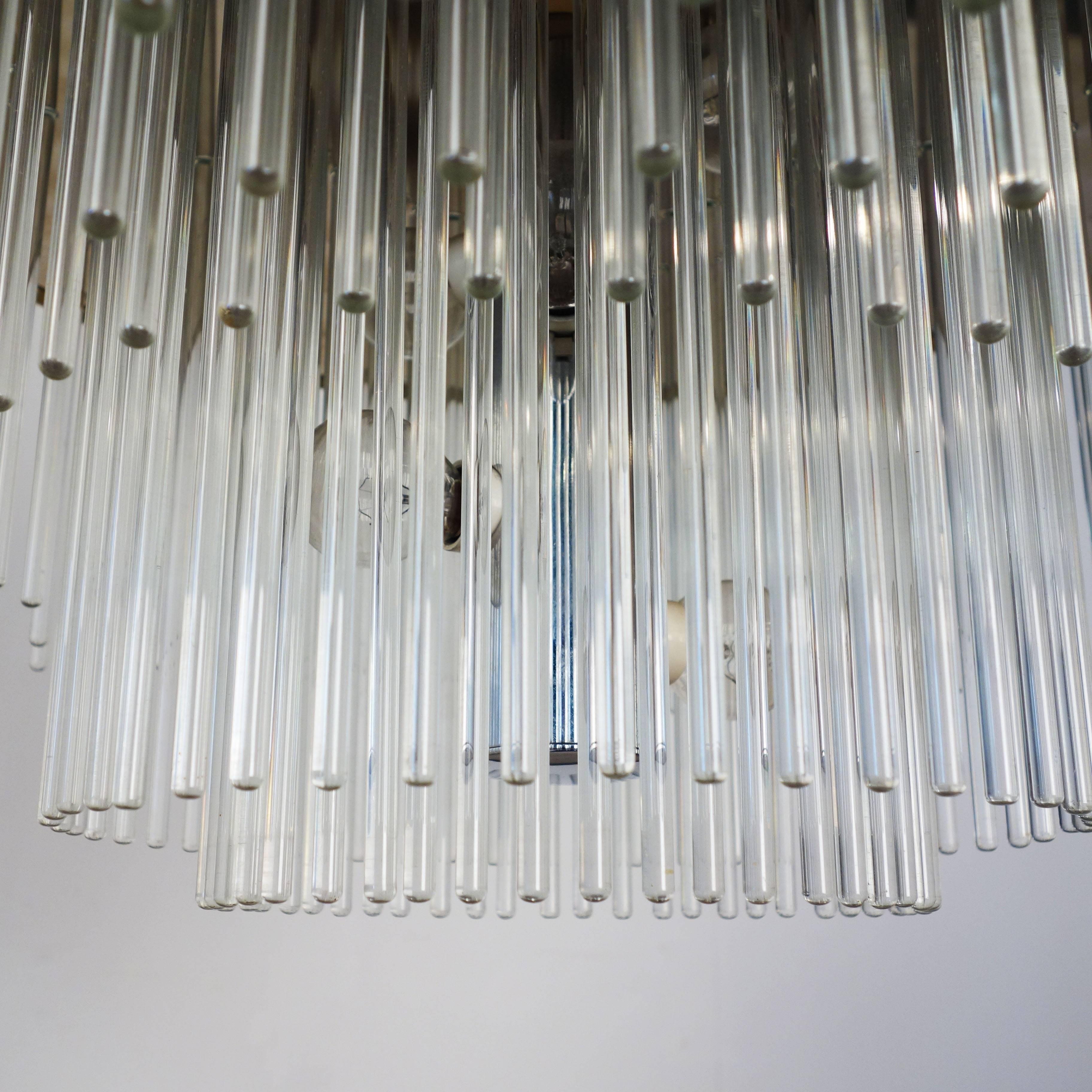 Glass Rod Chandelier from the 1970s by Gaetano Sciolari In Excellent Condition For Sale In Cologne, DE