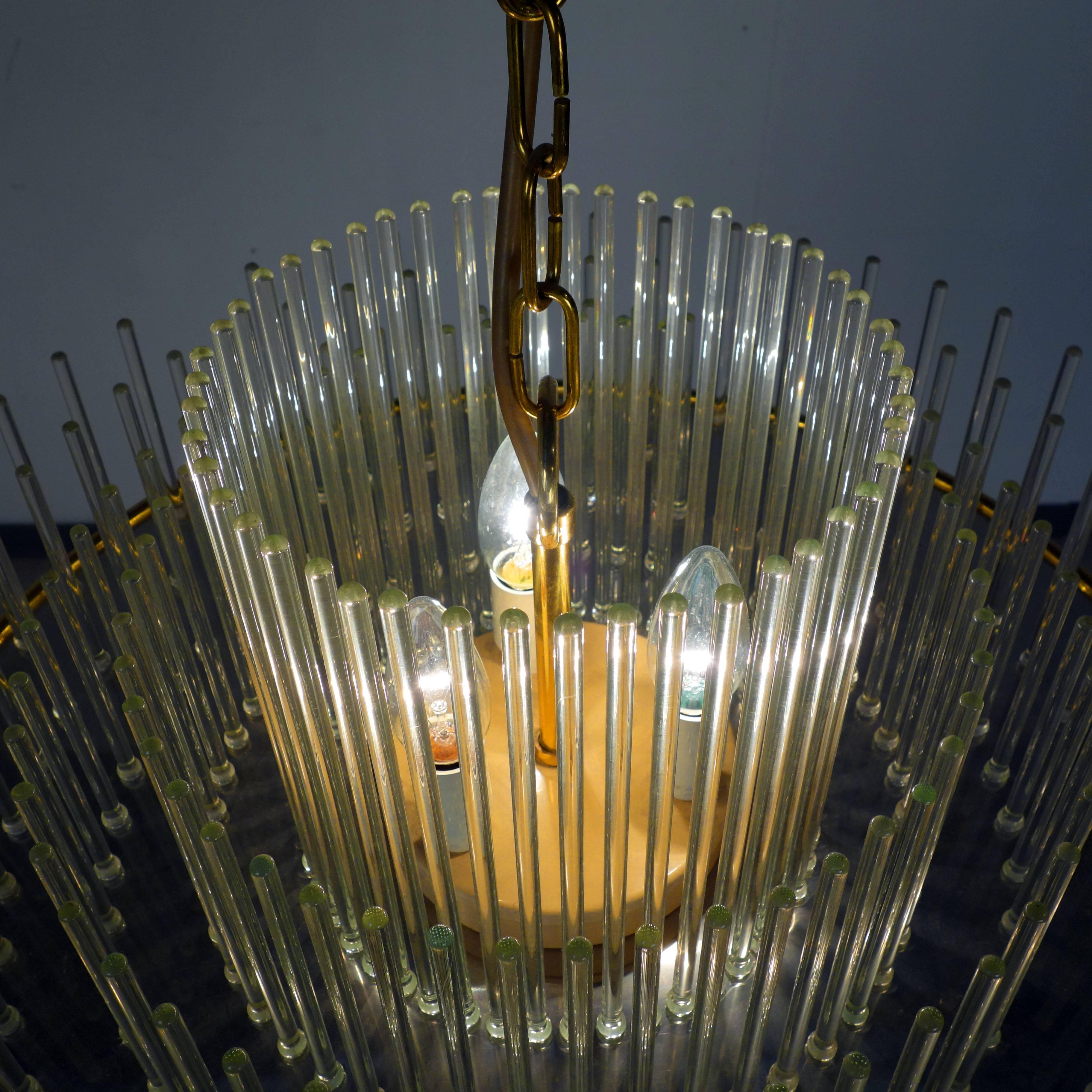 Glass Rod Chandelier from the 1970s by Gaetano Sciolari For Sale 2