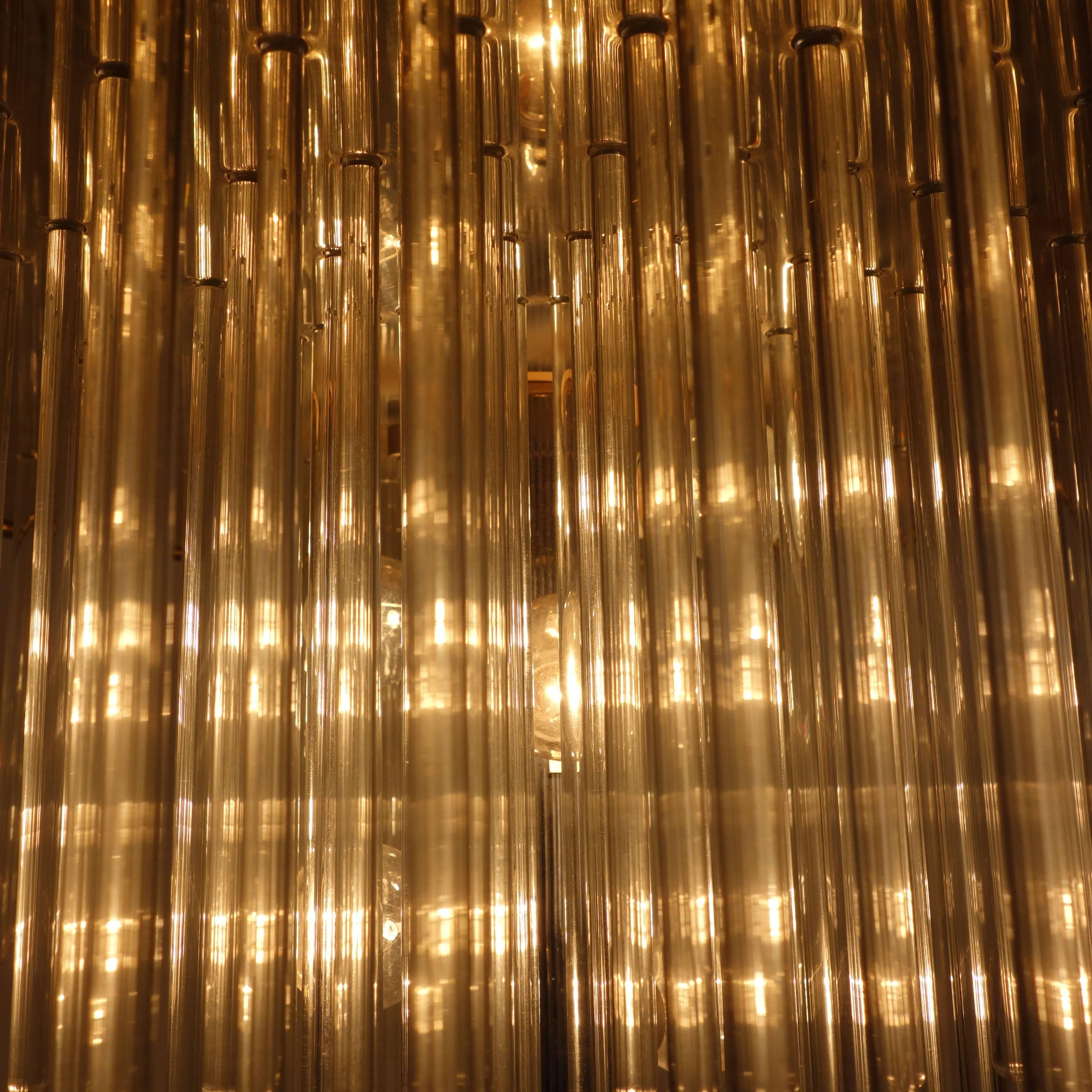 Glass Rod Chandelier from the 1970s by Gaetano Sciolari For Sale 3