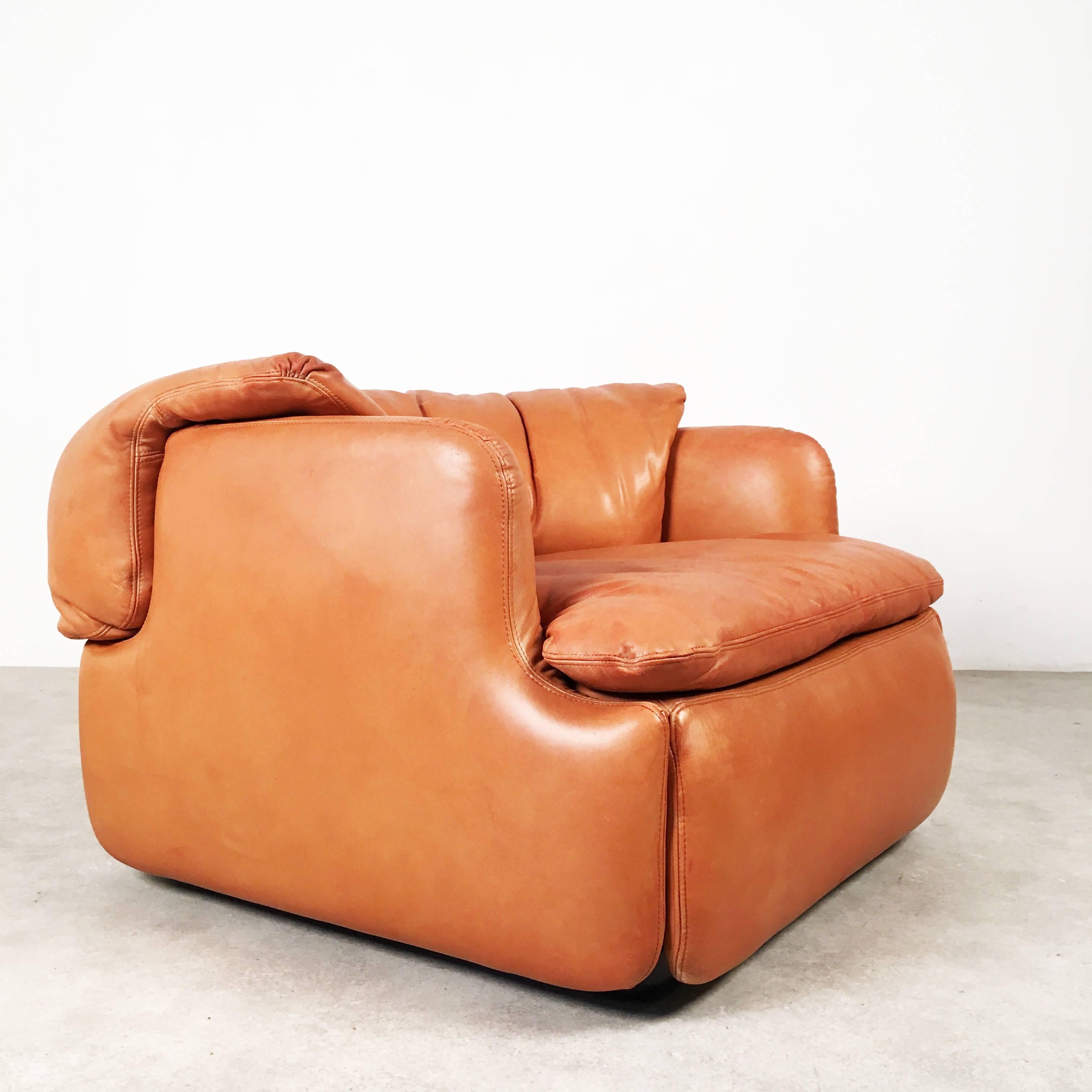 Leather Two Confidential Easy Chairs by Alberto Rosselli for Saporiti