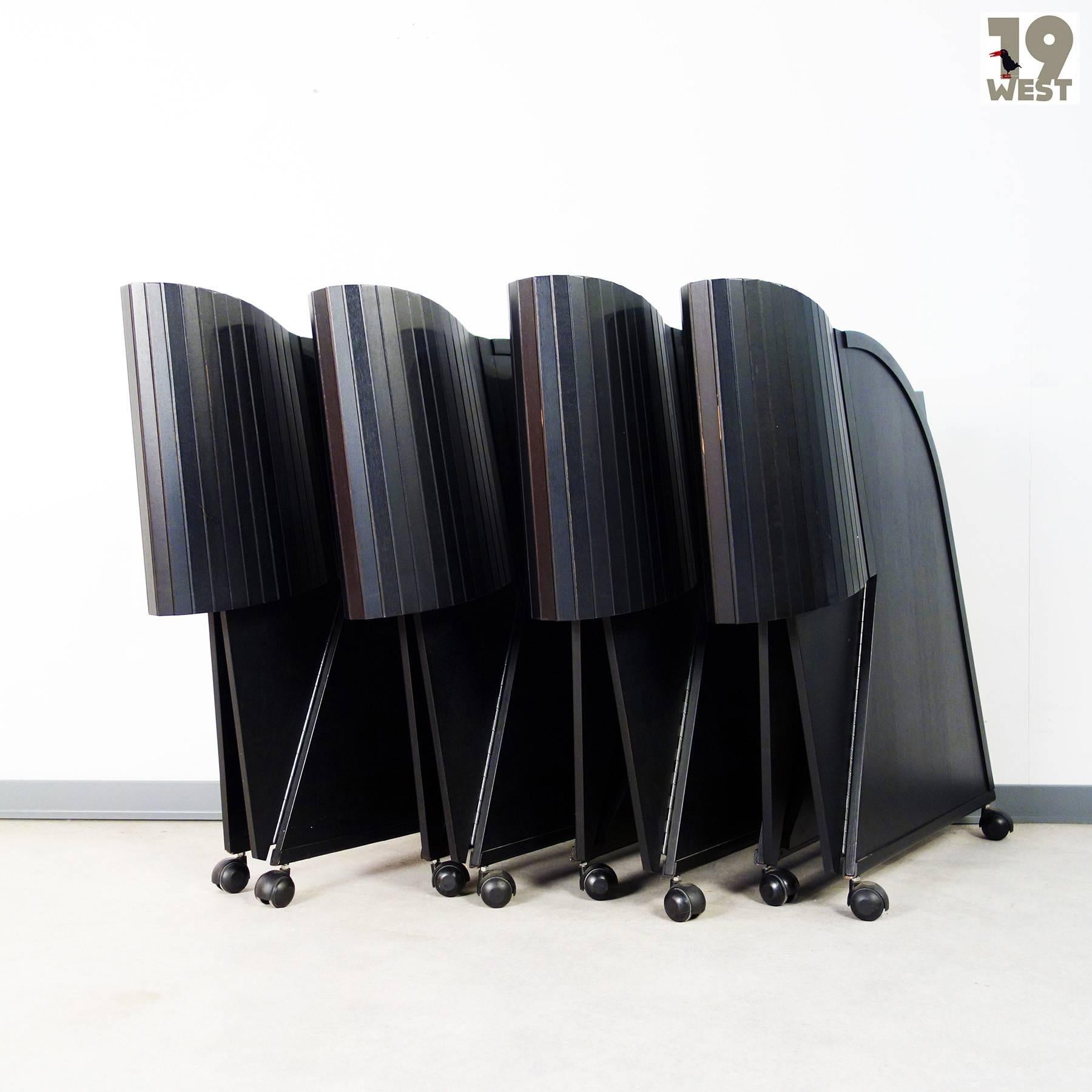 Set of Four Matrix Folding Chairs by Adriano and Paolo Suman For Sale 1