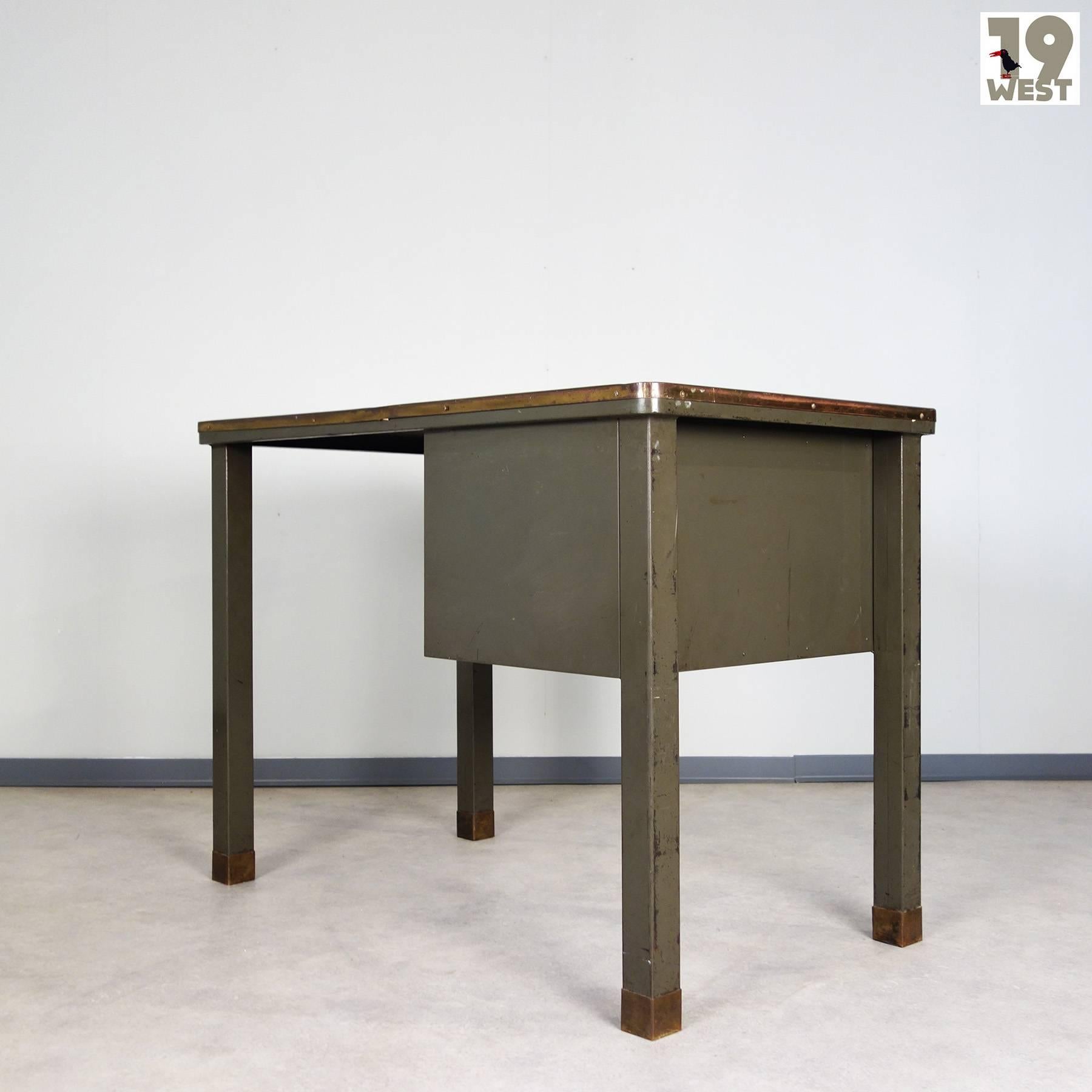Belgian Metal Desk from the 1940s by Ribeauville Brussels For Sale