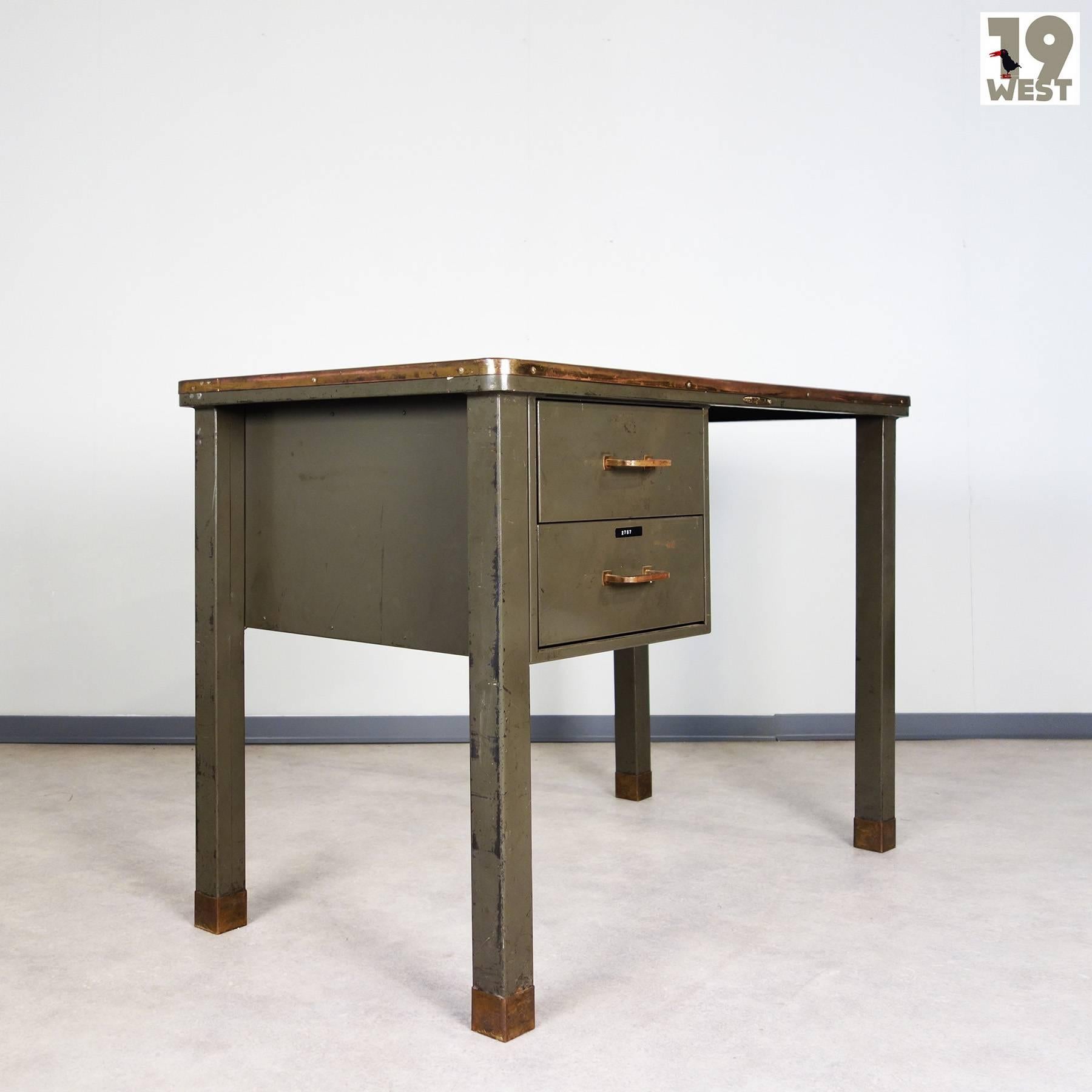 Industrial Metal Desk from the 1940s by Ribeauville Brussels For Sale