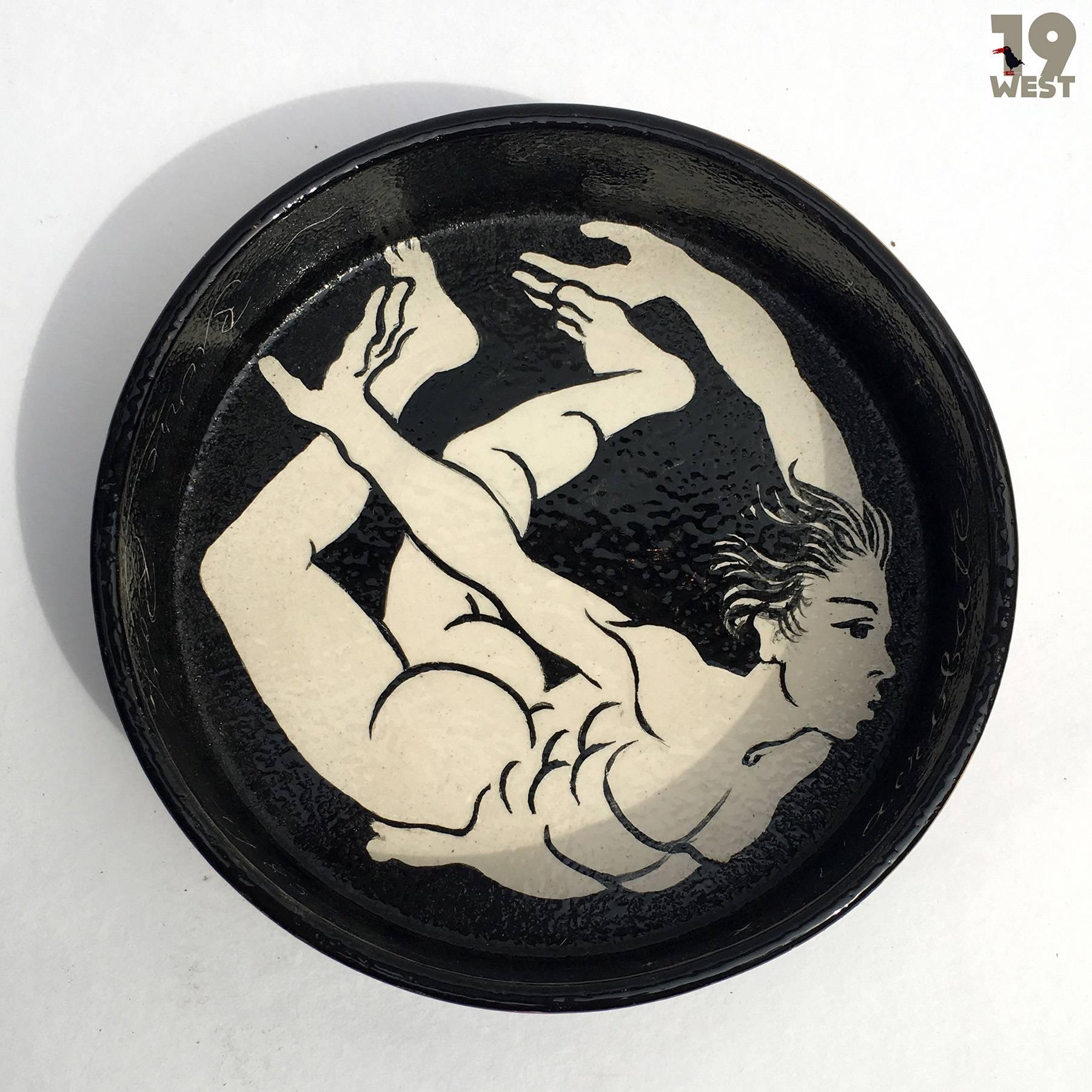 Post-Modern Three Ceramic Objects from 1985, Hand-Painted by Pierre Roy For Sale