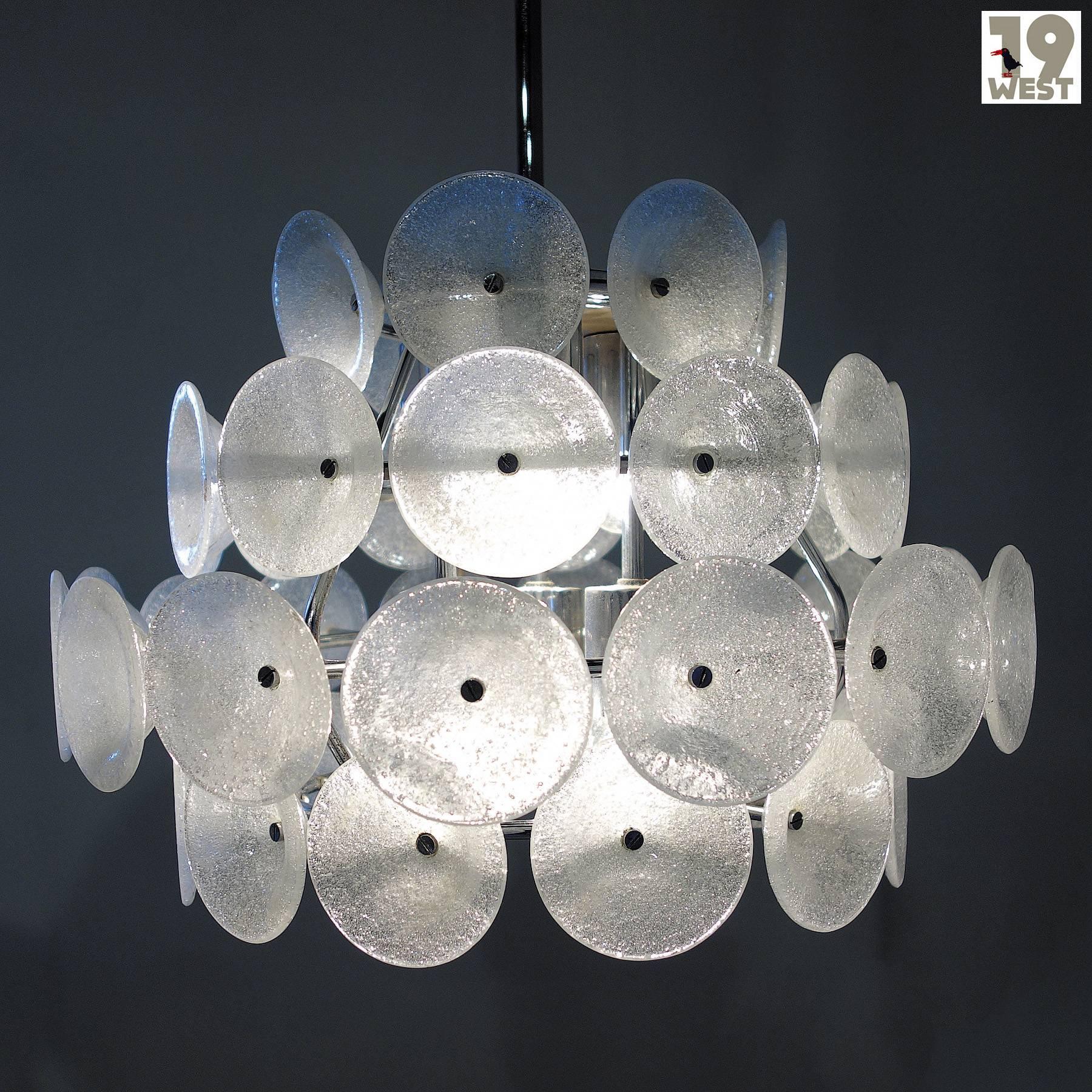 20th Century Mid-Century Modern Glass Chandelier, Attributed to Kalmar For Sale