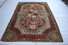 Vintage 1930s Azerbaijan Karabagh Kilim in style of French Aubusson Carpets