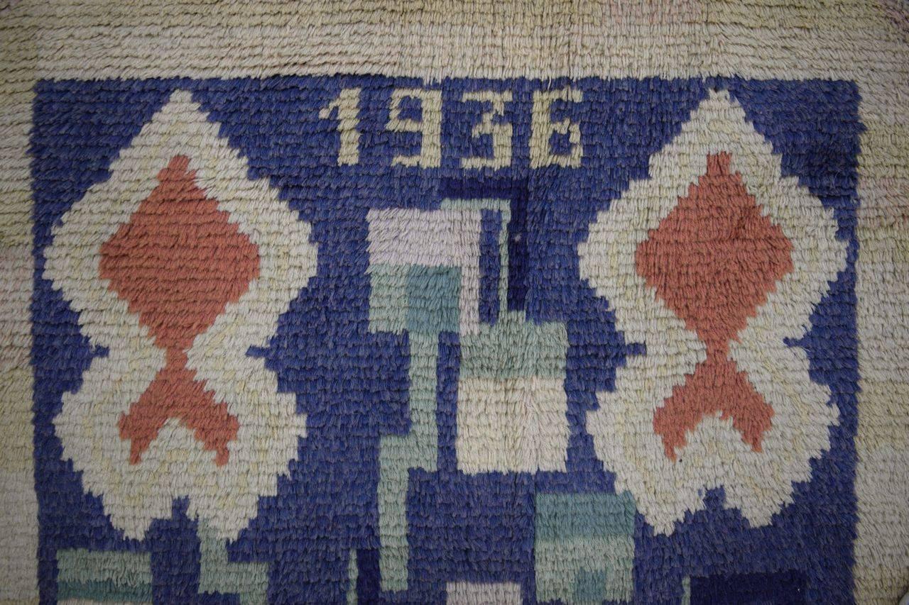 Scandinavian Modernist Rug, Dated 1936 For Sale 1