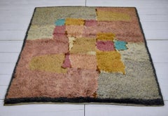 Rare Swedish Rya Rug of Abstract, Modernist Design