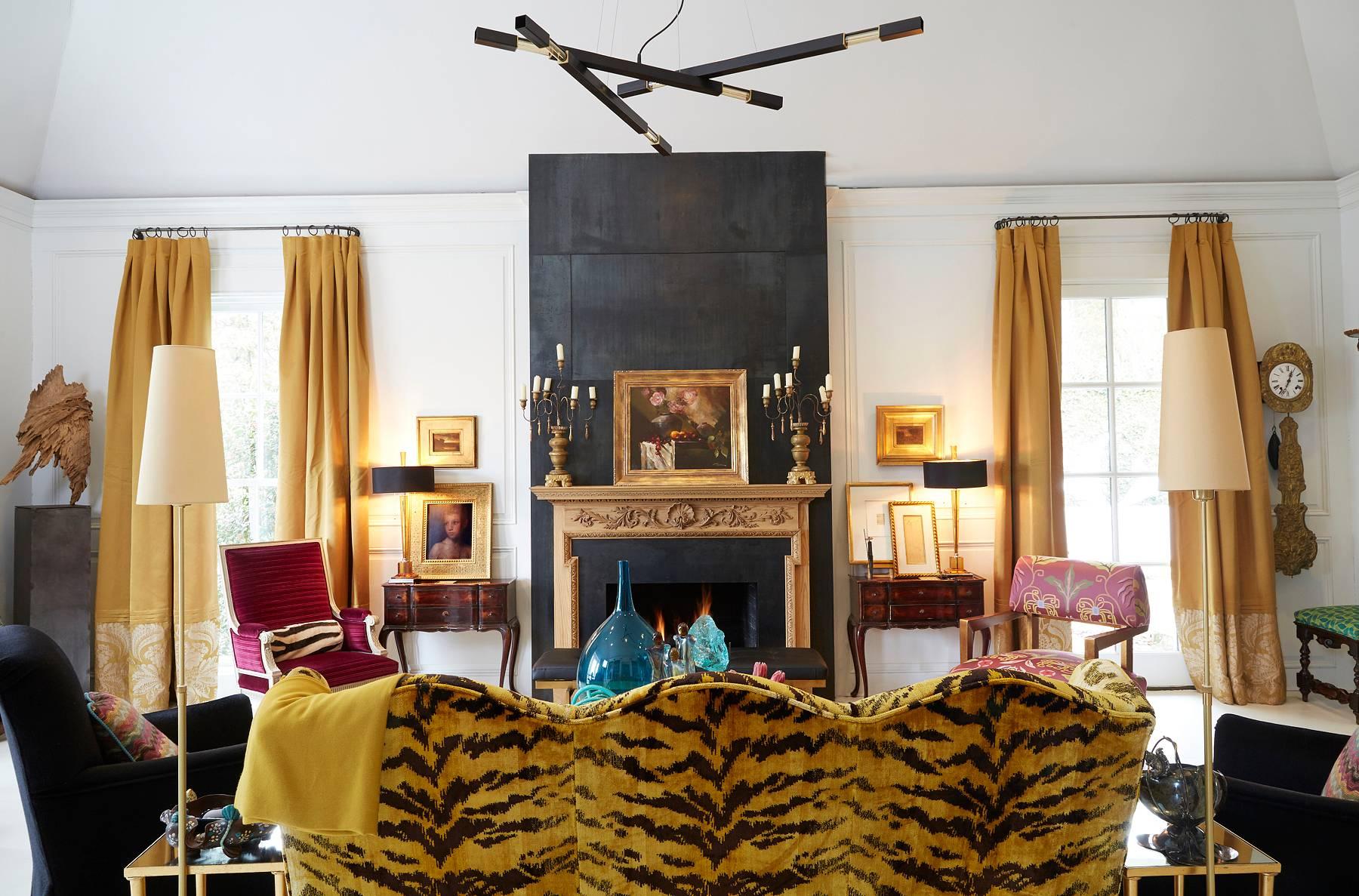 Lacquered Large Contemporary Modern Chandelier with Brass Details- Industrial Modern Light