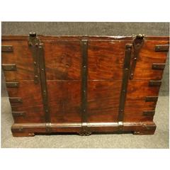 Early C19th Small Size Iron Bound Teak Box Coffer