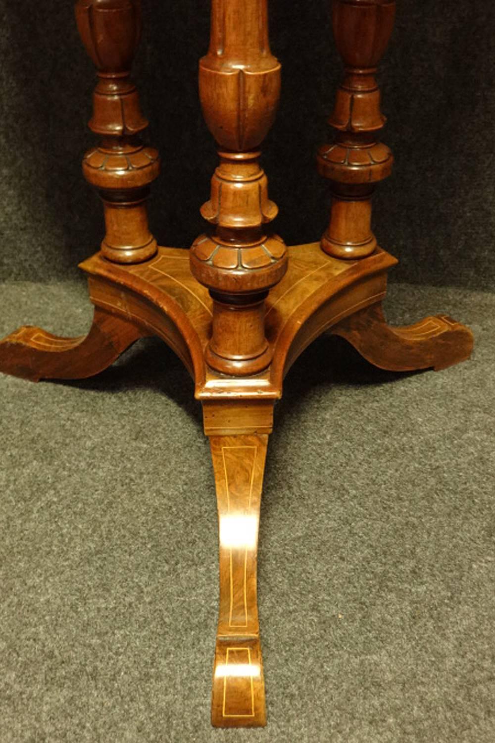 Victorian Burr Walnut Inlaid Pedestal Table For Sale