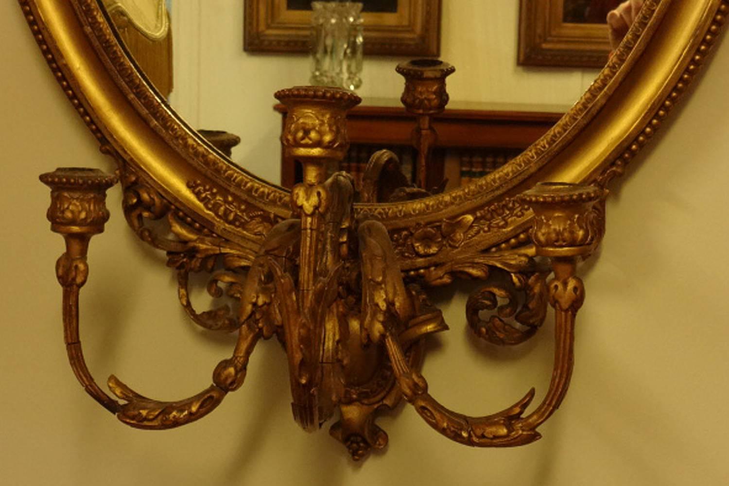 Giltwood Stunning Regency Oval Gilt Girondelle Mirror For Sale