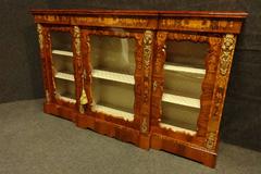 Outstanding Figured Walnut and  Floral Marquetry Victorian Credenza, Side Cabine
